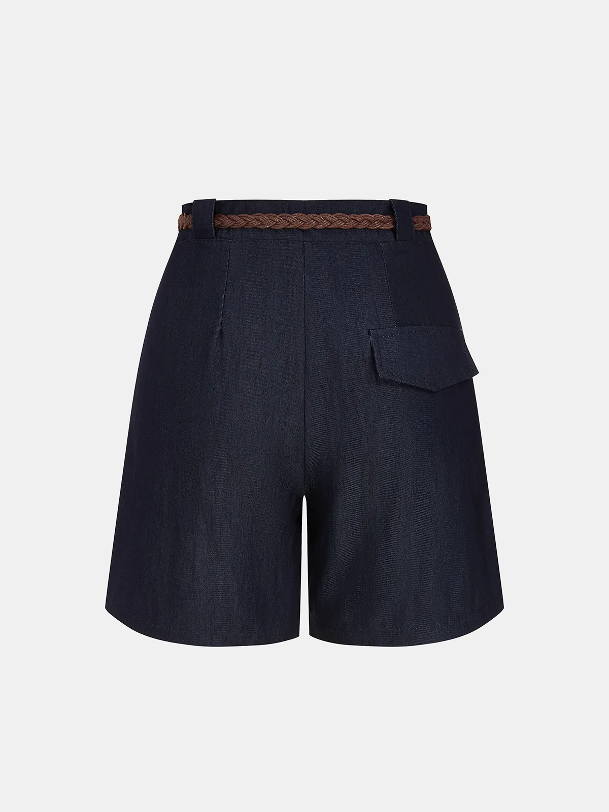 Mid-Waist Braided Belt Bermuda Shorts sold by COMMENSE product image thumbnail 2
