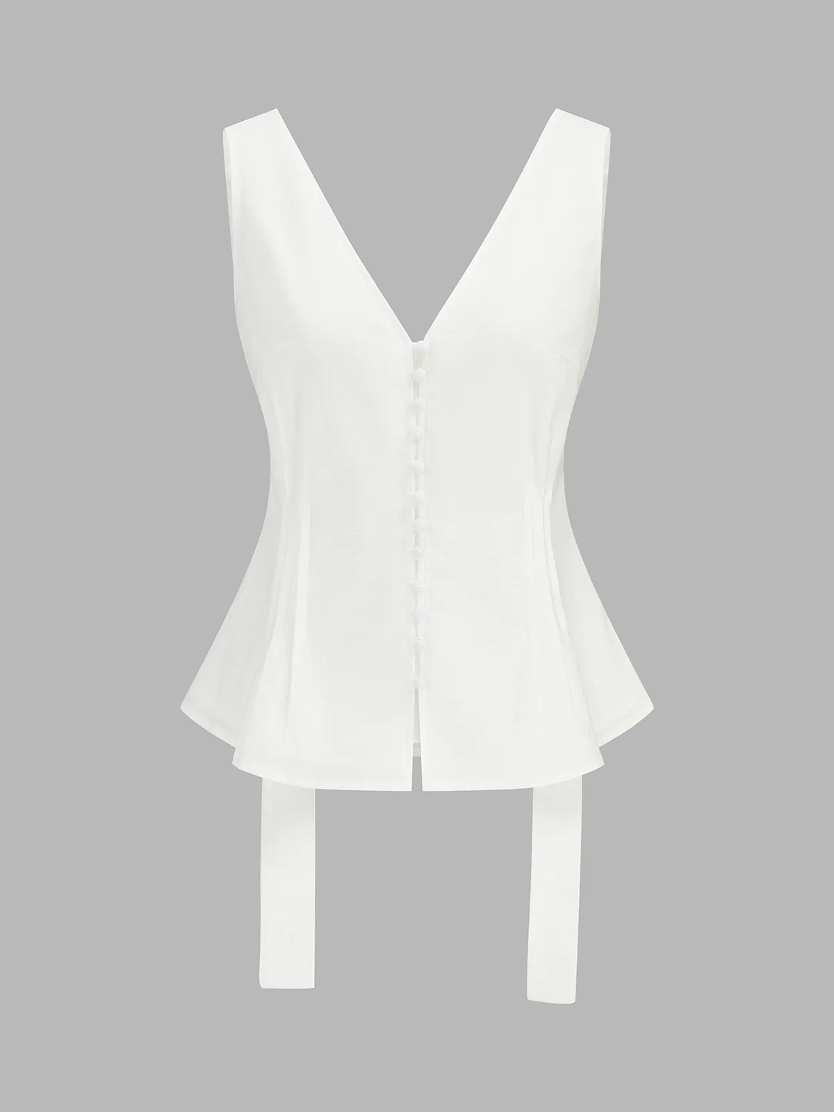 Cotton Linen Peplum Top & Pleated Shorts Set sold by COMMENSE product image thumbnail 3