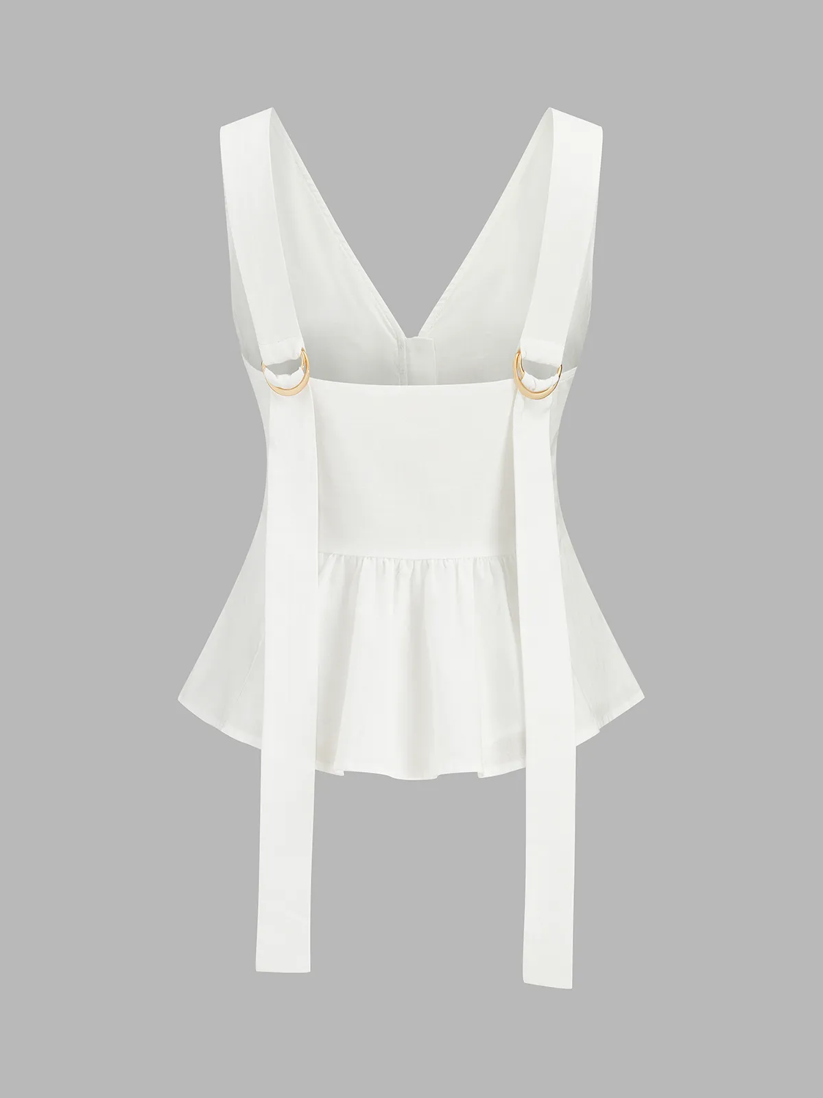 Cotton Linen Peplum Top & Pleated Shorts Set sold by COMMENSE product image thumbnail 4