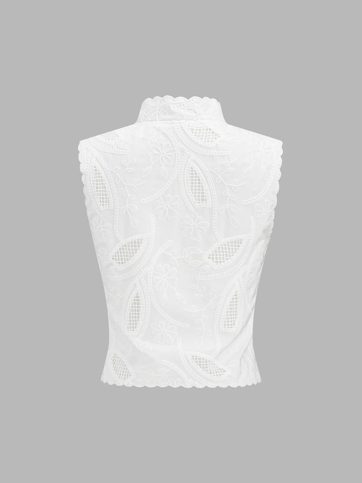 Frog Button Eyelet Embroidered Sleeveless Top sold by COMMENSE product image thumbnail 2