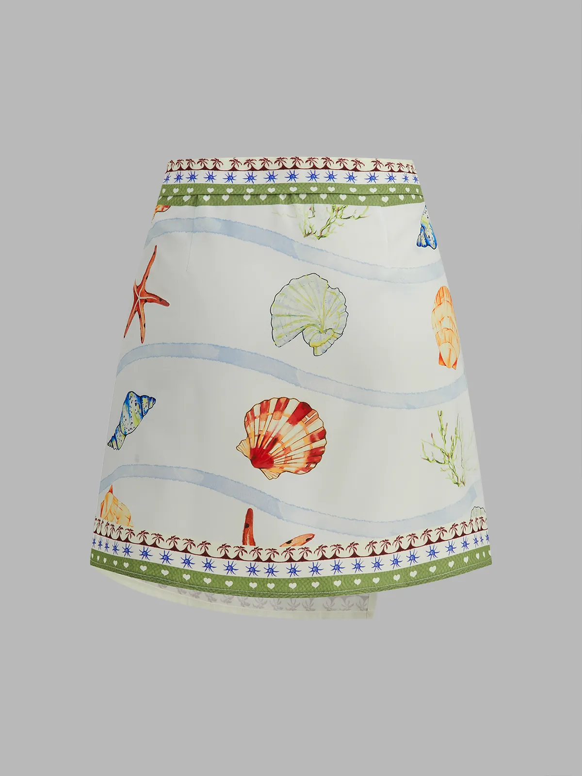 Seashell Print Wrap Mini Skirt sold by COMMENSE product image thumbnail 2