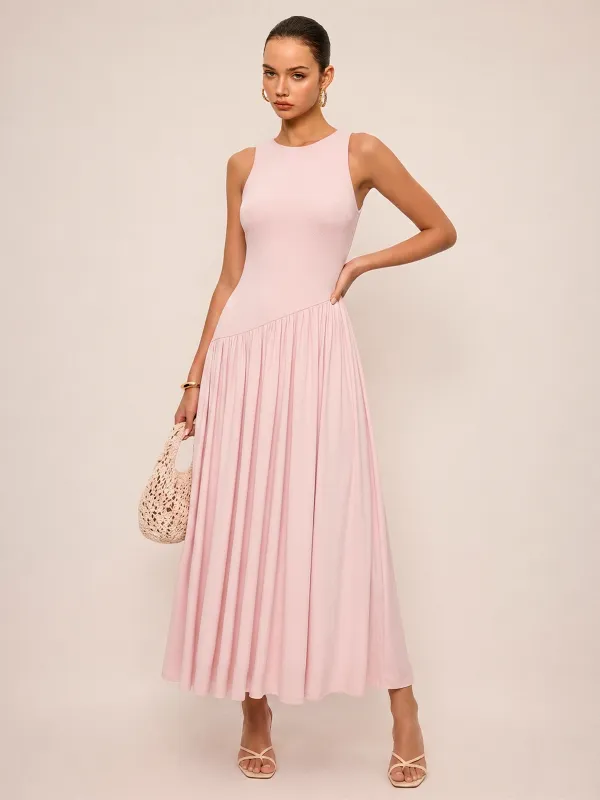Asymmetric Sleeveless Backless Midi Dress made by COMMENSE