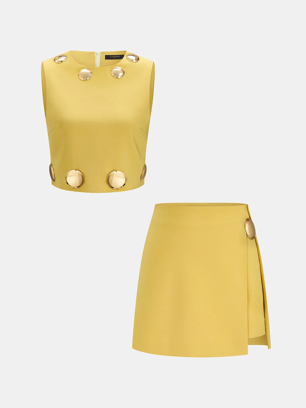 Metal Detail Sleeveless Crop Top & Mini Skirt Set sold by COMMENSE product image thumbnail 2