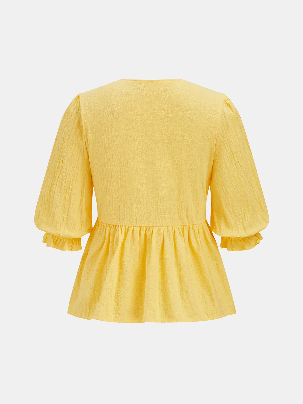 Cotton Tie-Front Peplum Top & Skirt Set sold by COMMENSE product image thumbnail 3