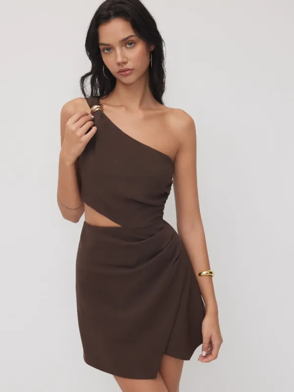 One-Shoulder Cutout Mini Dress made by COMMENSE
