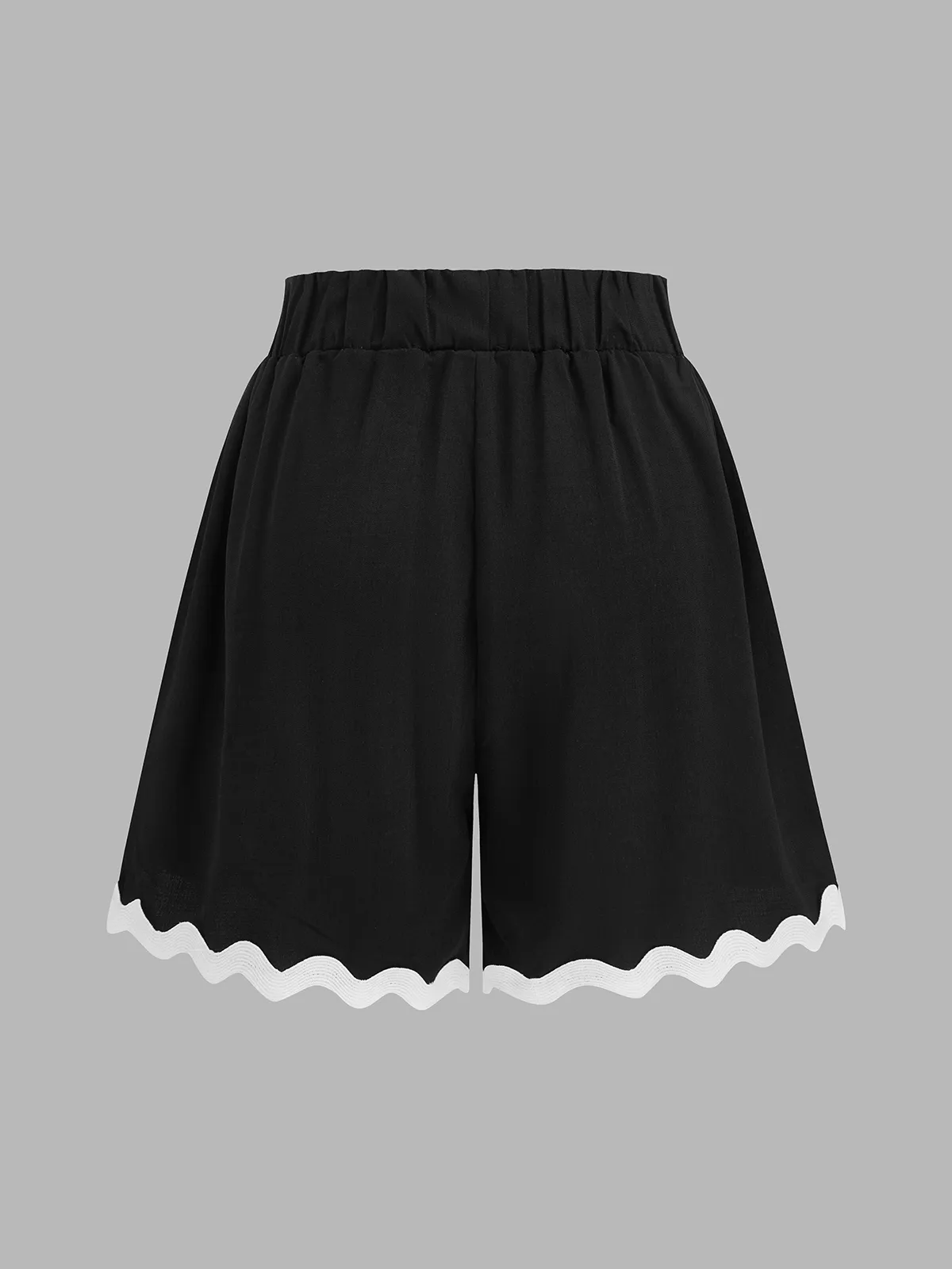 Contrast Scallop Trim Short Sleeve Top & Shorts Set sold by COMMENSE product image thumbnail 5
