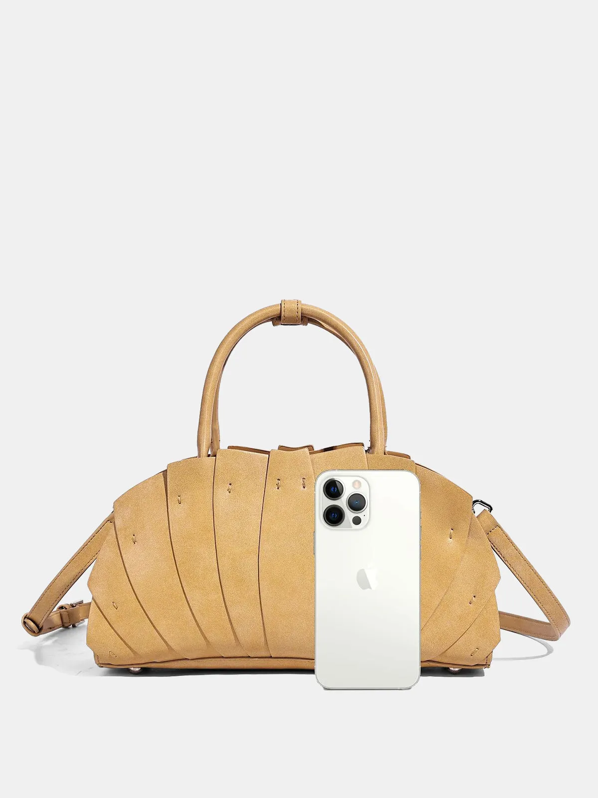 Layered Pleated Top Handle Handbag sold by COMMENSE product image thumbnail 4
