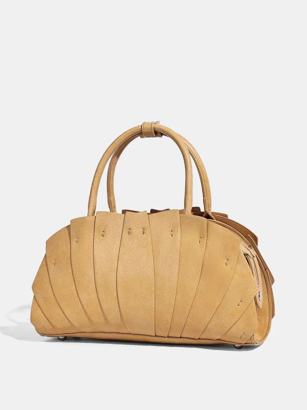 Layered Pleated Top Handle Handbag made by COMMENSE