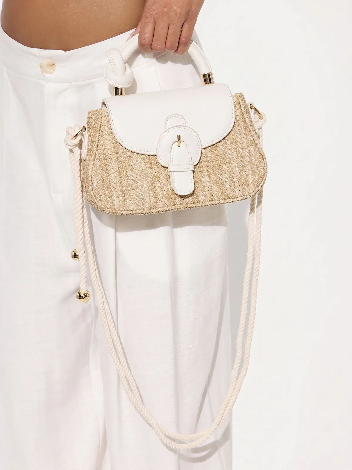 Woven Straw Top Handle Crossbody Handbag sold by COMMENSE product image thumbnail 2