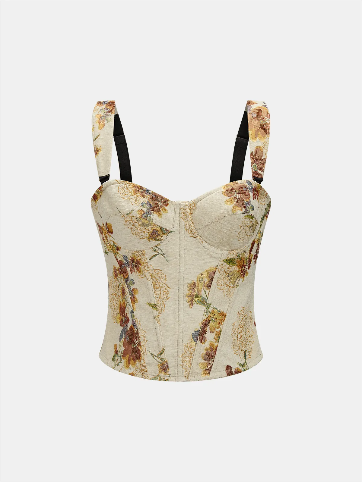 Floral Jacquard Corset Top sold by COMMENSE
