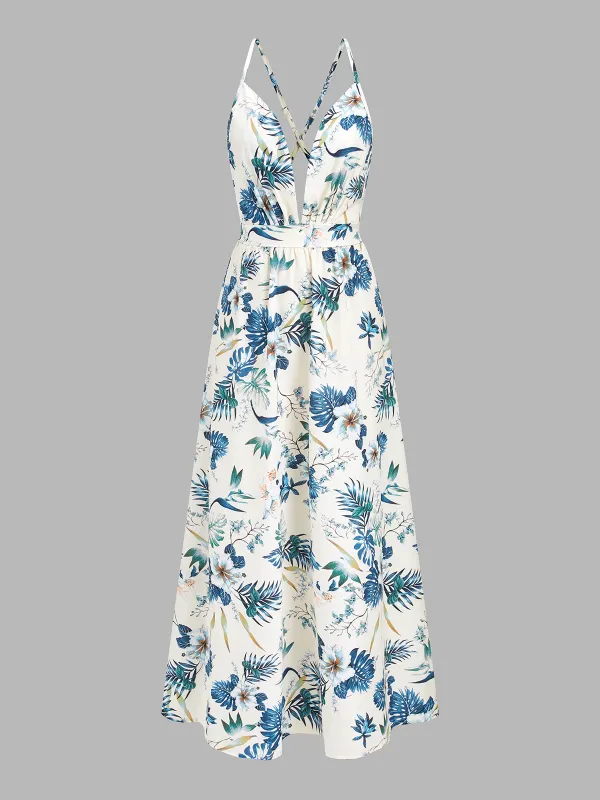 Tropical Print Cami Maxi Dress made by COMMENSE