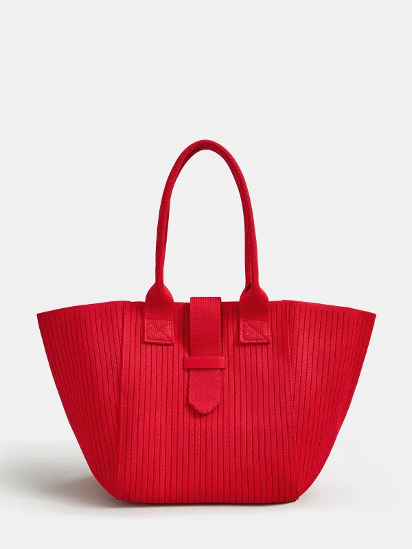 Ribbed Knitted Large Casual Tote Handbag made by COMMENSE