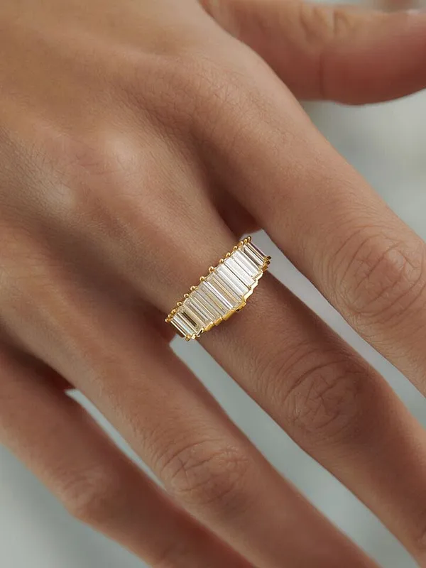 Dainty Baguette Cut Band Ring made by COMMENSE
