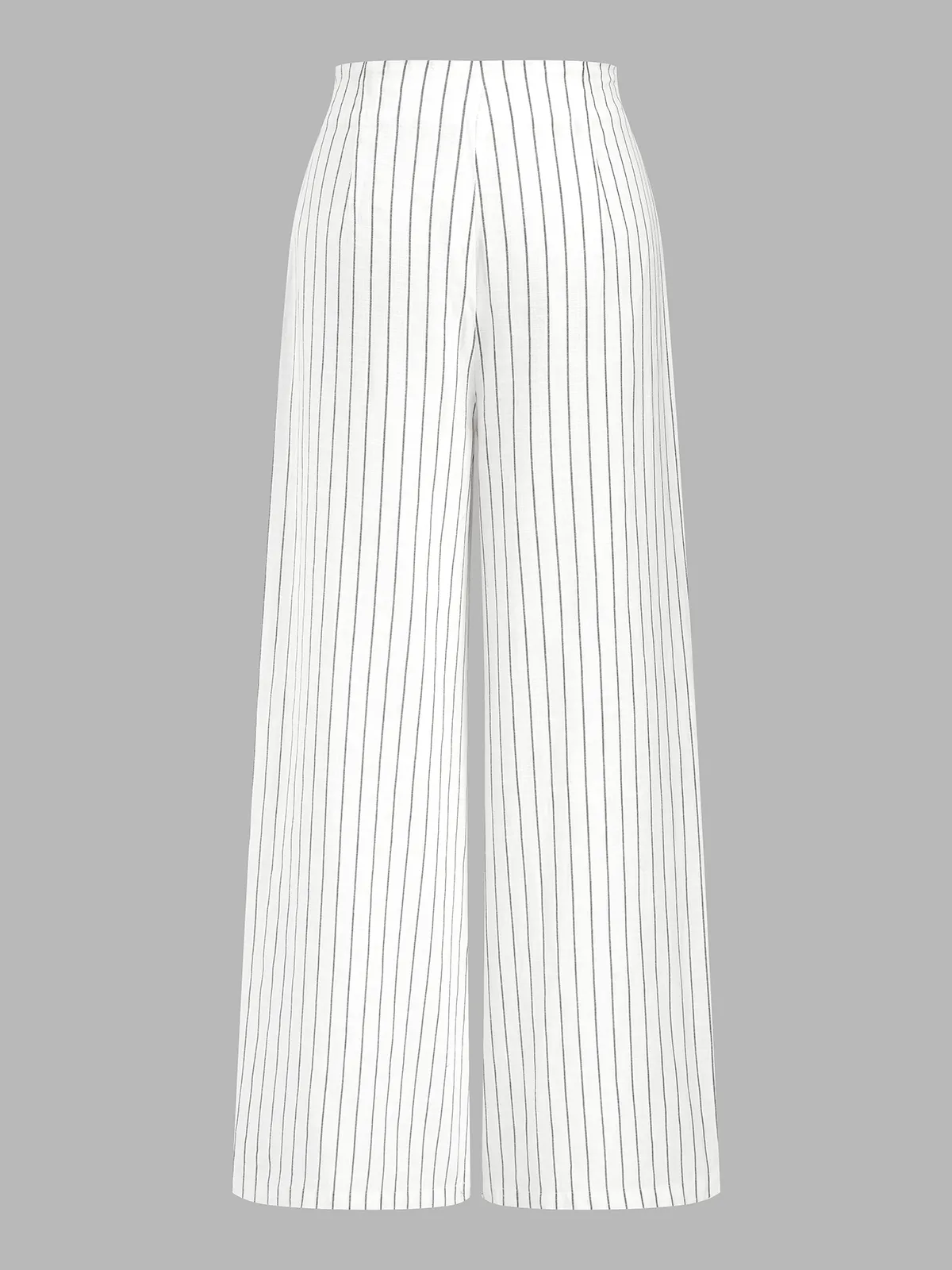 Pinstripe Cotton Linen Wide Leg Pants sold by COMMENSE product image thumbnail 3
