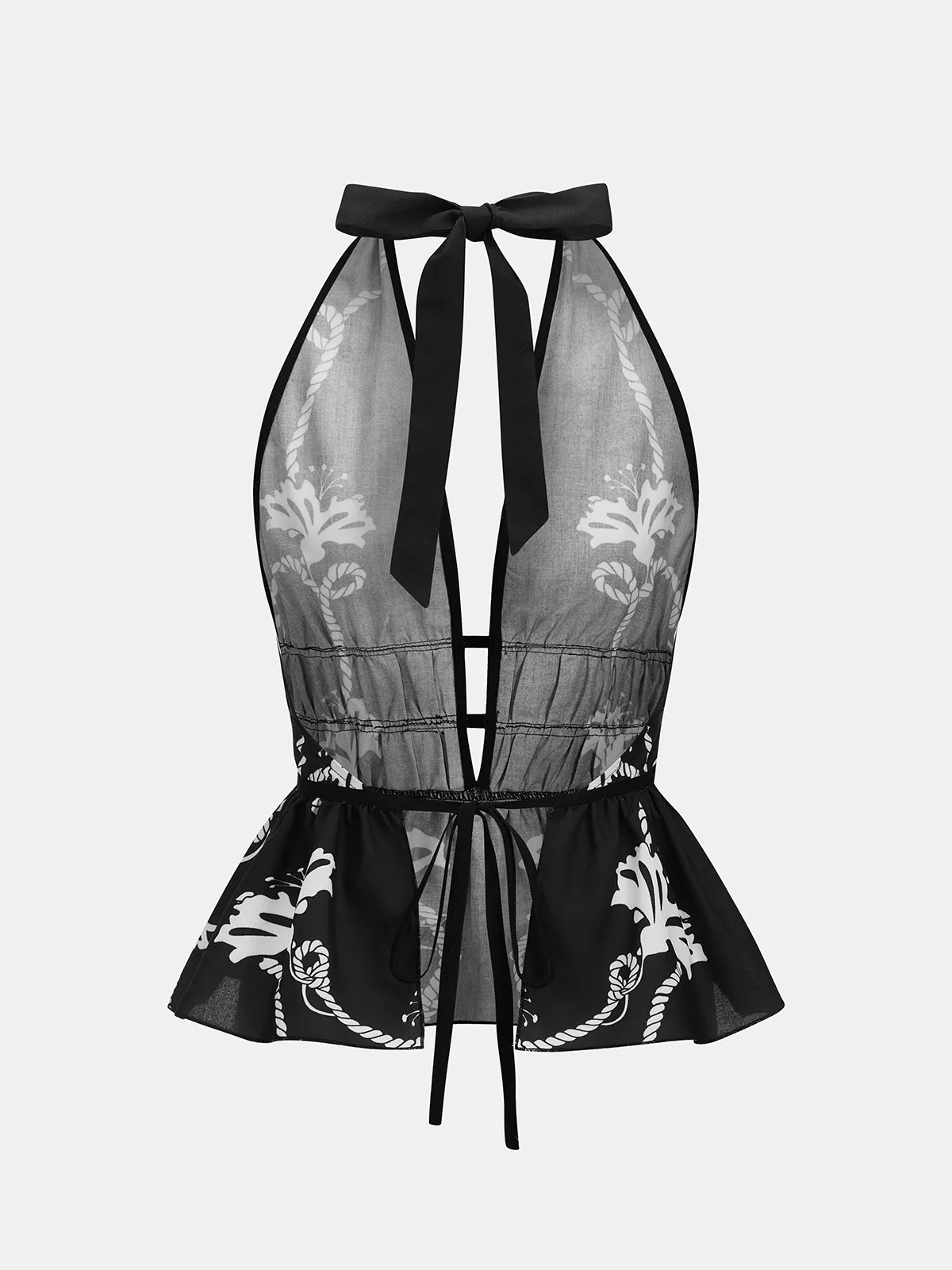 Floral Print Halter Neck Peplum Top sold by COMMENSE product image thumbnail 2