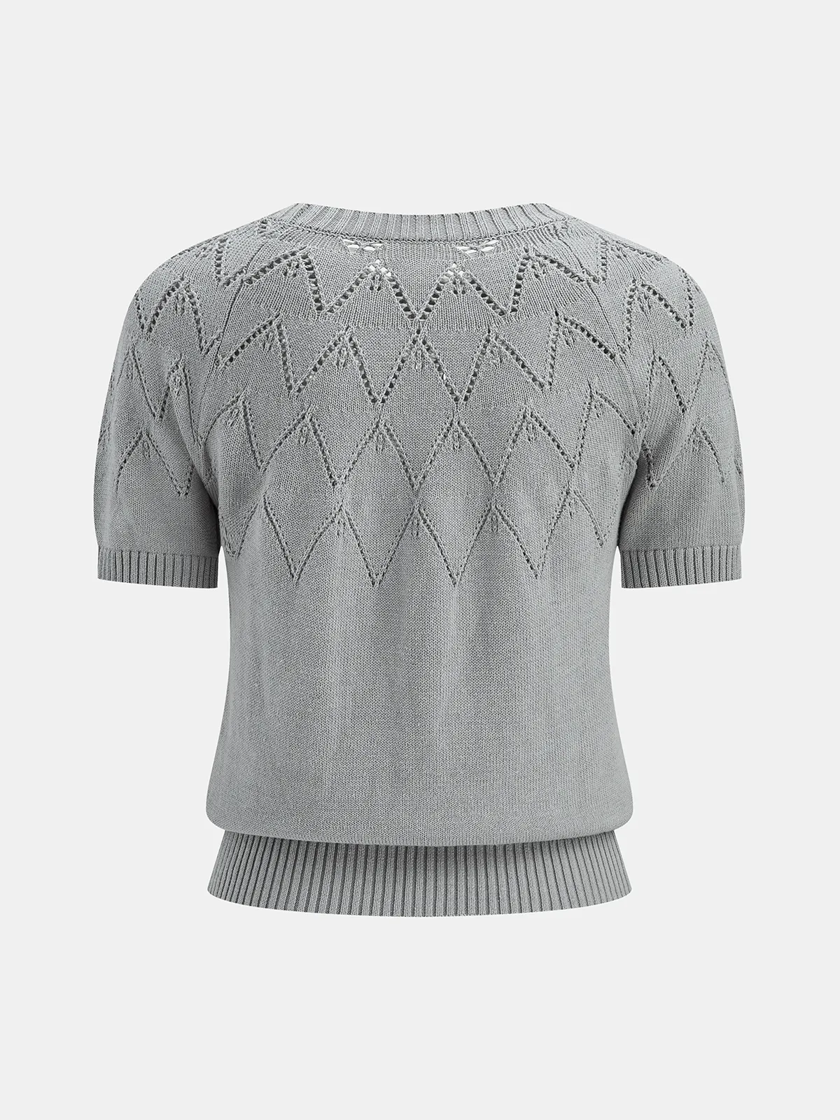 Eyelet Detail Short Sleeve Knit Top sold by COMMENSE product image thumbnail 2