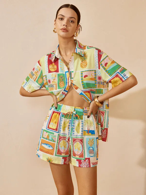 Tropical Printed Shirt & Shorts Set made by COMMENSE