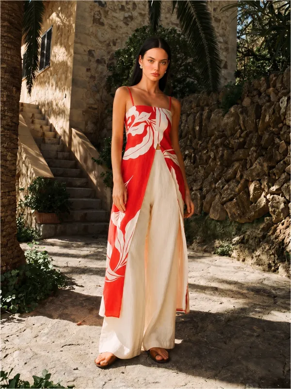 Leaf Printed Longline Cami Top made by COMMENSE