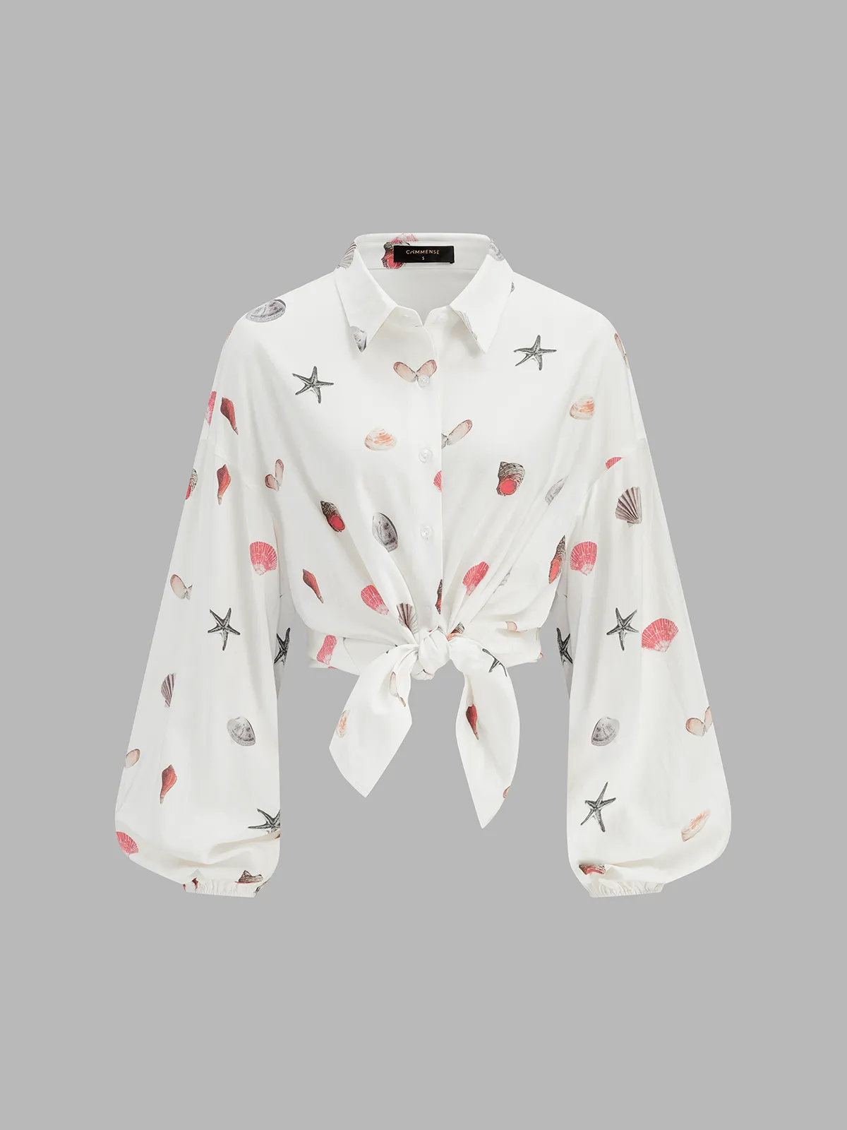 Seashell Print Linen Blend Shirt & Shorts Set sold by COMMENSE product image thumbnail 3