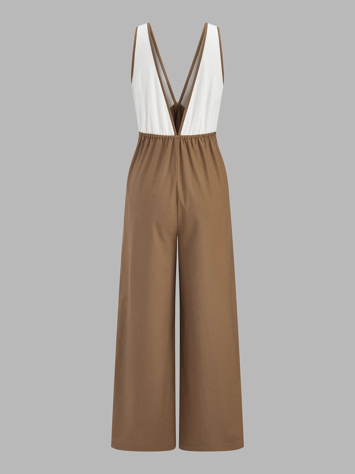 Color-Block Cotton Linen Wide Leg Jumpsuit sold by COMMENSE product image thumbnail 3