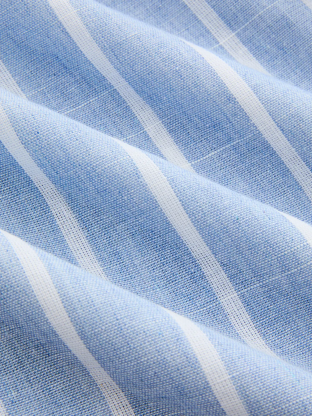 Striped Cotton Linen Short Sleeve Shirt Dress sold by COMMENSE product image thumbnail 3