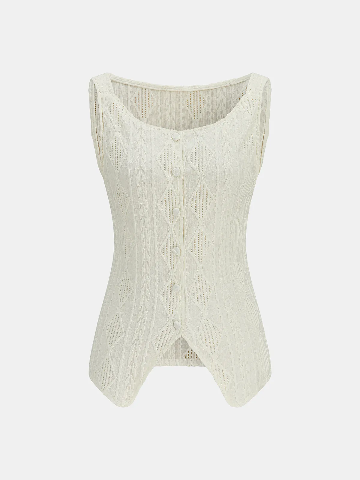 Cable Knit Button-Down Tank Top sold by COMMENSE product image thumbnail 2