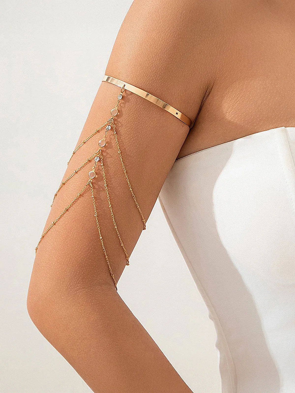 Dangling Layered Rhinestone Upper Arm Cuff sold by COMMENSE product image thumbnail 3