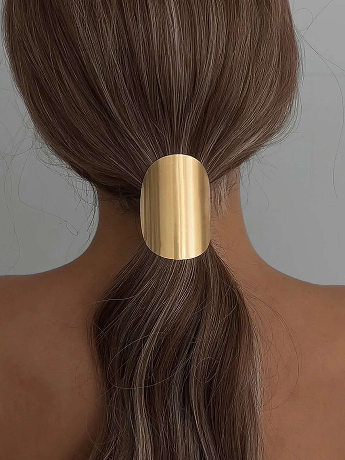 Minimalist Metallic Oval Ponytail Hair Clip sold by COMMENSE product image thumbnail 3