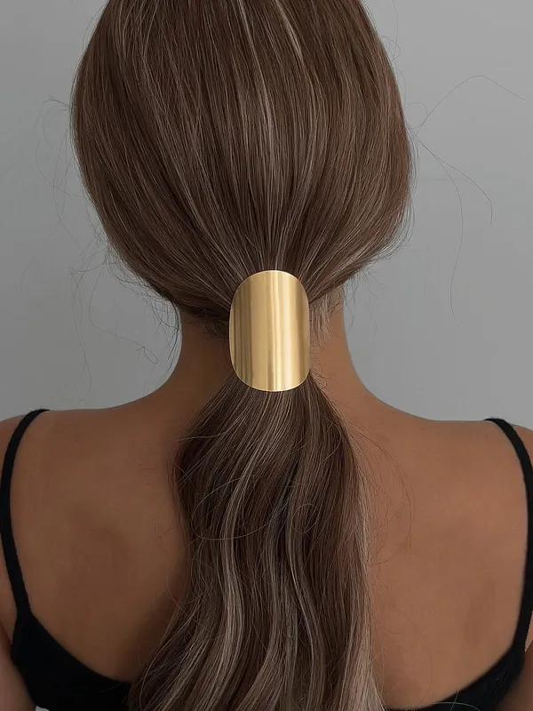 Minimalist Metallic Oval Ponytail Hair Clip made by COMMENSE