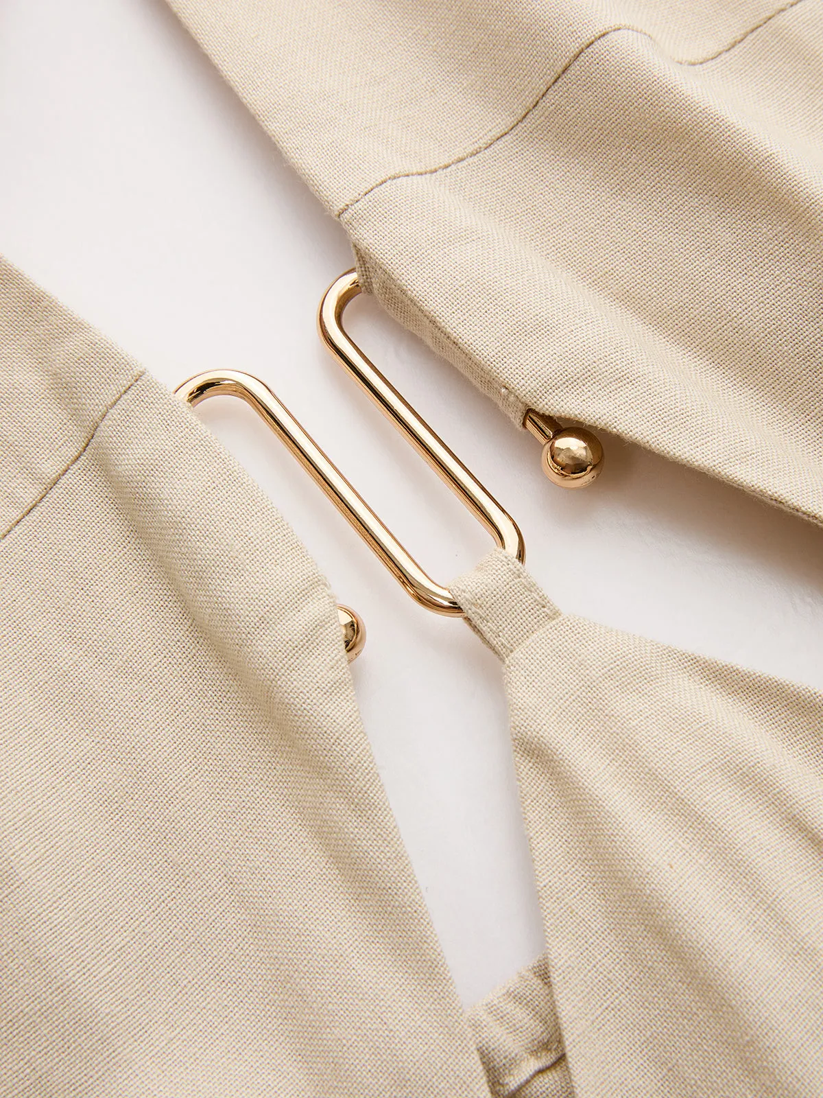 Cut-Out Linen-Blend Halter Maxi Dress sold by COMMENSE product image thumbnail 5