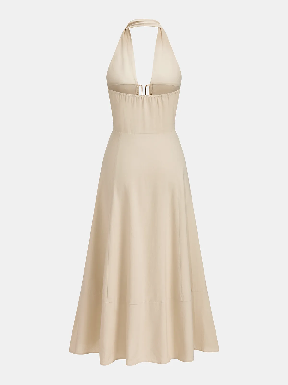 Cut-Out Linen-Blend Halter Maxi Dress sold by COMMENSE product image thumbnail 3