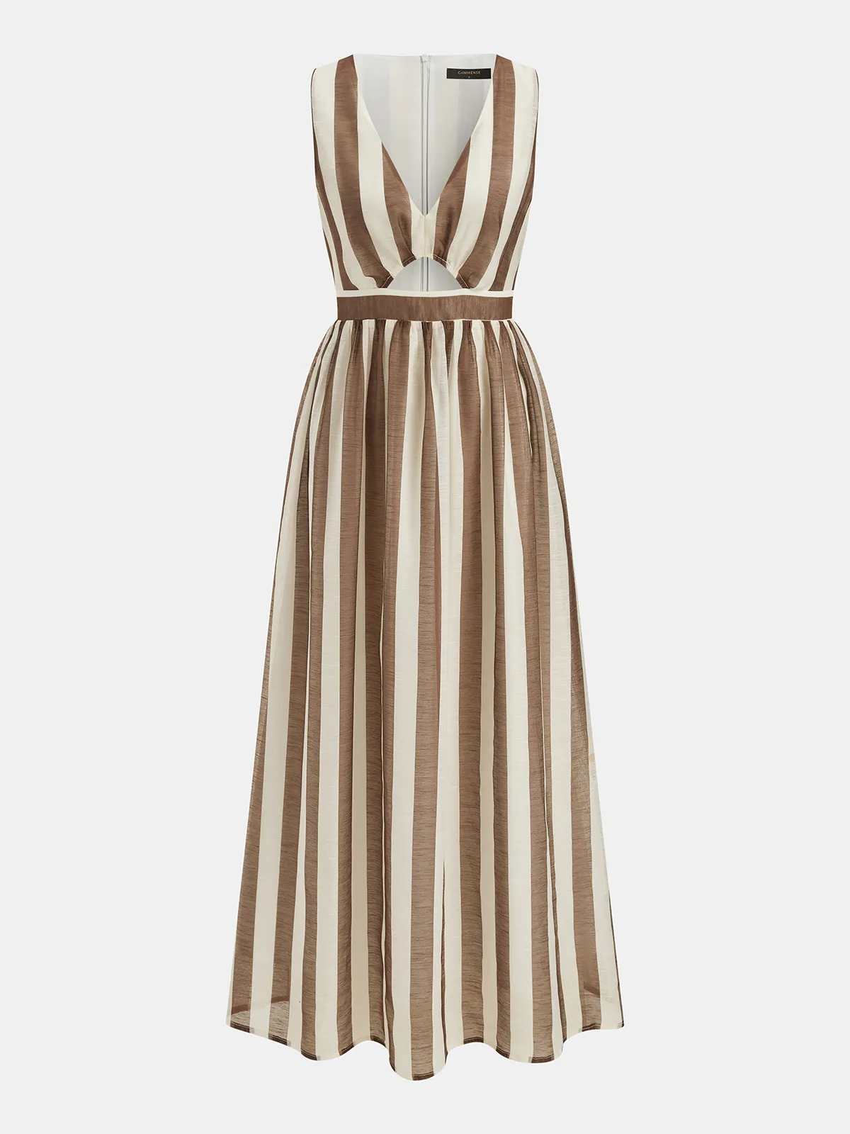 Sleeveless V-Neck Striped Cut-Out Maxi Dress sold by COMMENSE