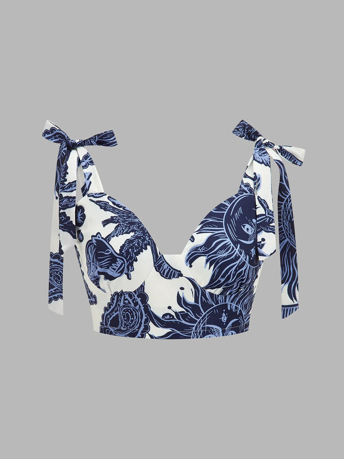 Printed Tie-Shoulder Top & Elastic Waist Pants Set sold by COMMENSE product image thumbnail 2