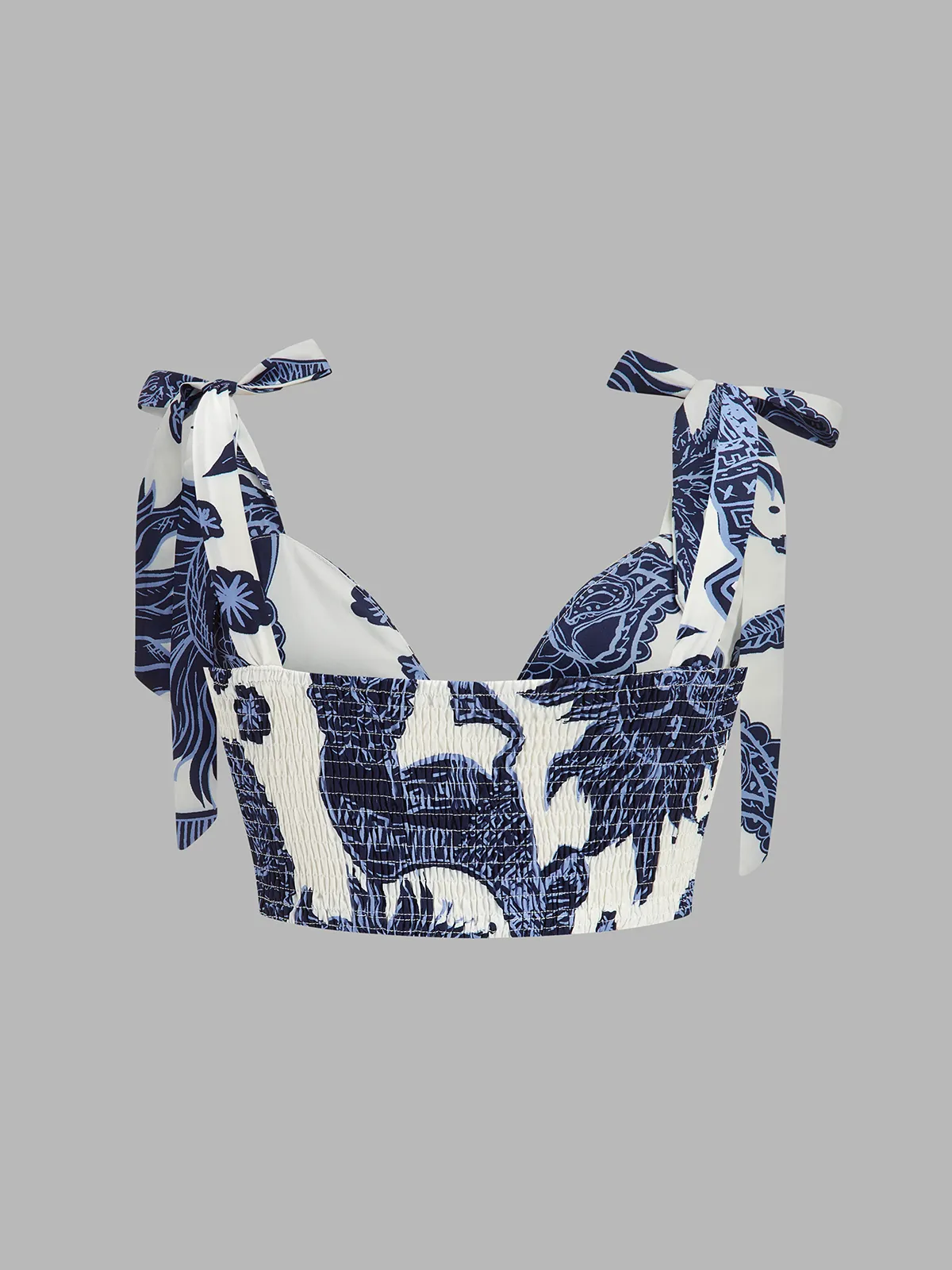 Printed Tie-Shoulder Top & Elastic Waist Pants Set sold by COMMENSE product image thumbnail 3