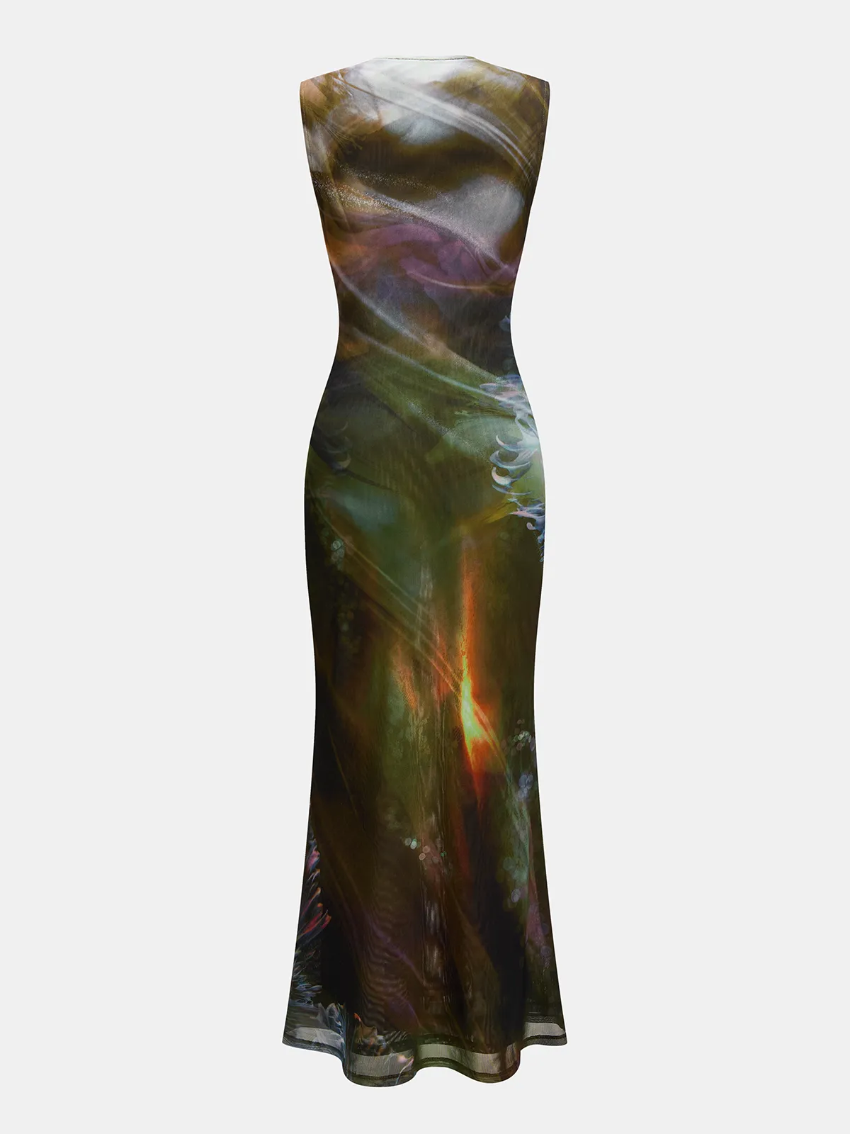 Abstract Watercolor Print Mesh Maxi Dress sold by COMMENSE product image thumbnail 2