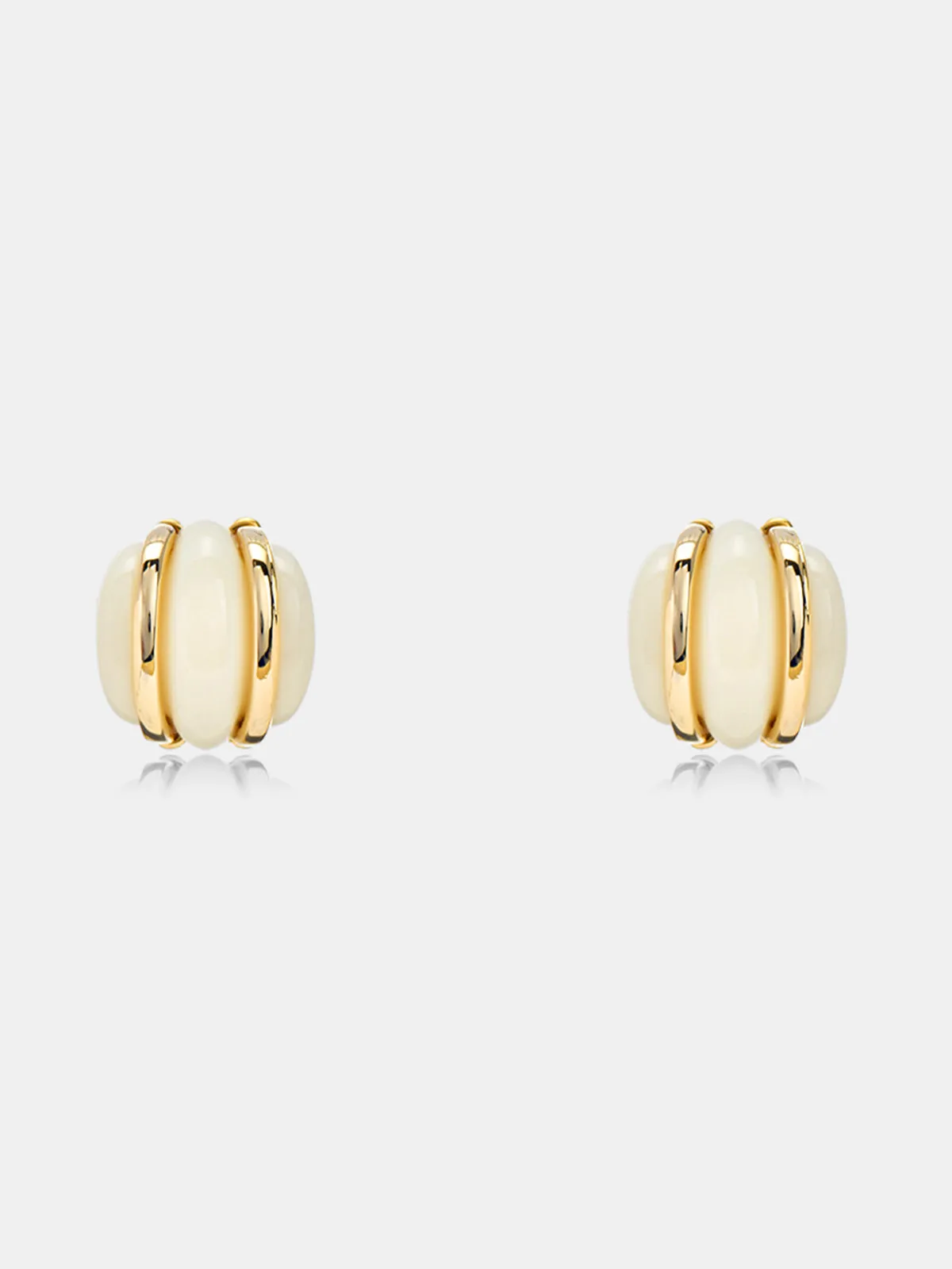 Chunky Ribbed Round Stud Earrings sold by COMMENSE product image thumbnail 3