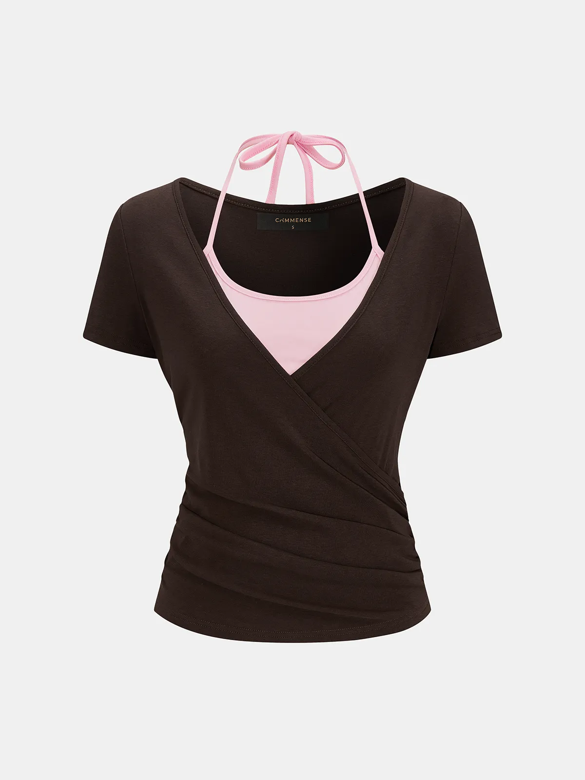 2 in 1 Color Block Halter Ruched Top sold by COMMENSE product image thumbnail 2