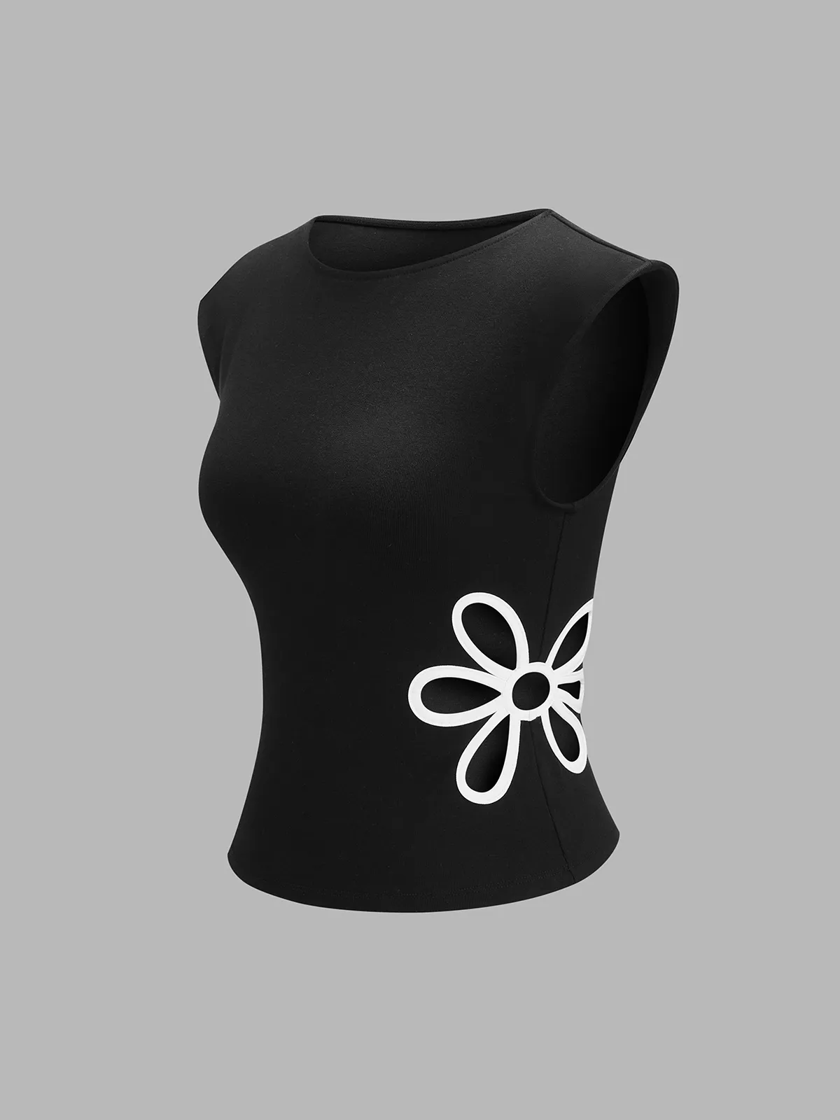 Flower Cutout Sleeveless Fitted Top sold by COMMENSE product image thumbnail 2