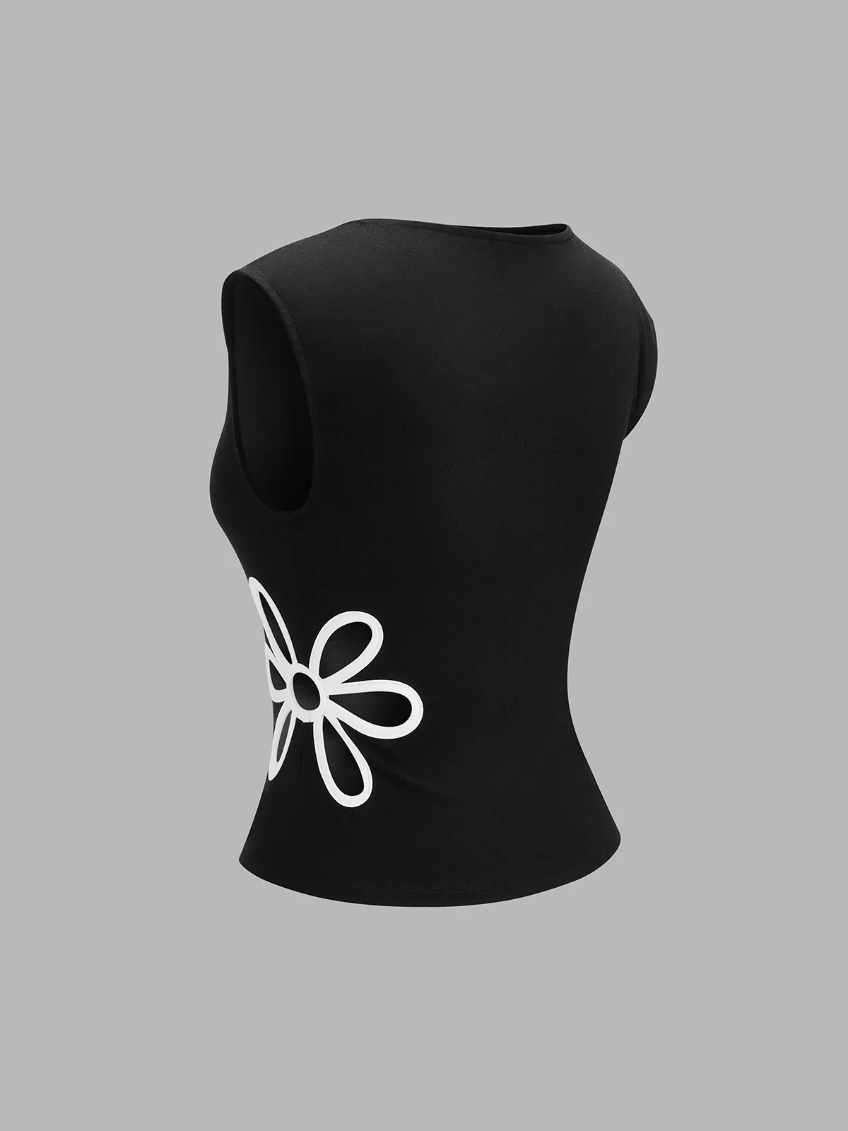 Flower Cutout Sleeveless Fitted Top sold by COMMENSE product image thumbnail 4