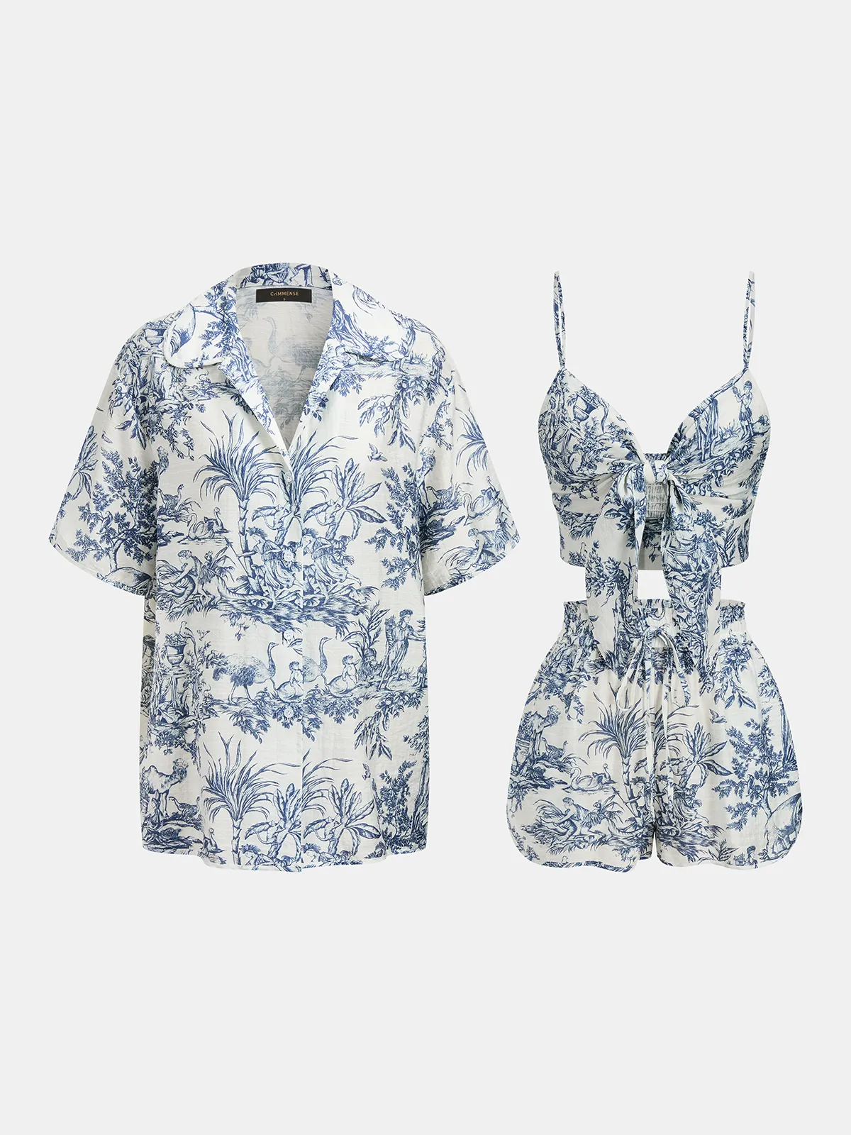 Toile Print Casual Three Piece Shorts Set sold by COMMENSE product image thumbnail 2