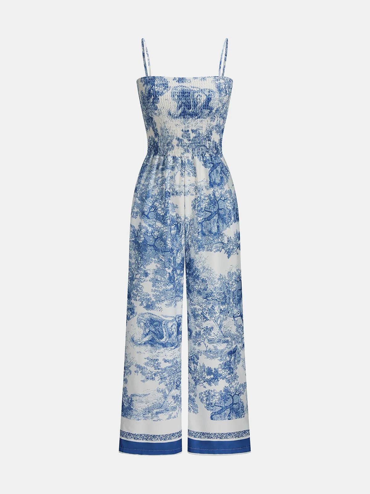 Toile Print Smocked Cami Wide-Leg Jumpsuit sold by COMMENSE product image thumbnail 2