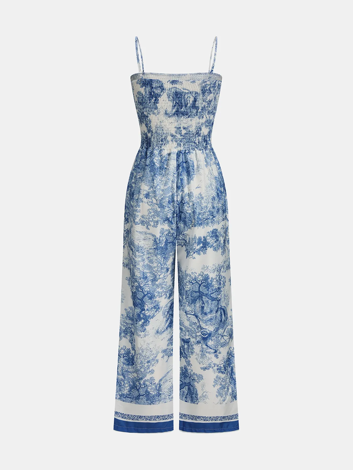Toile Print Smocked Cami Wide-Leg Jumpsuit sold by COMMENSE product image thumbnail 3