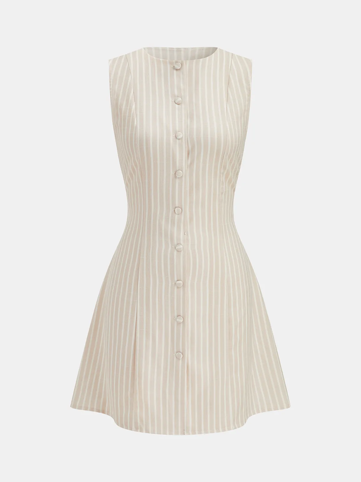 Lace-Up Back Striped Button Front Mini Dress sold by COMMENSE product image thumbnail 2