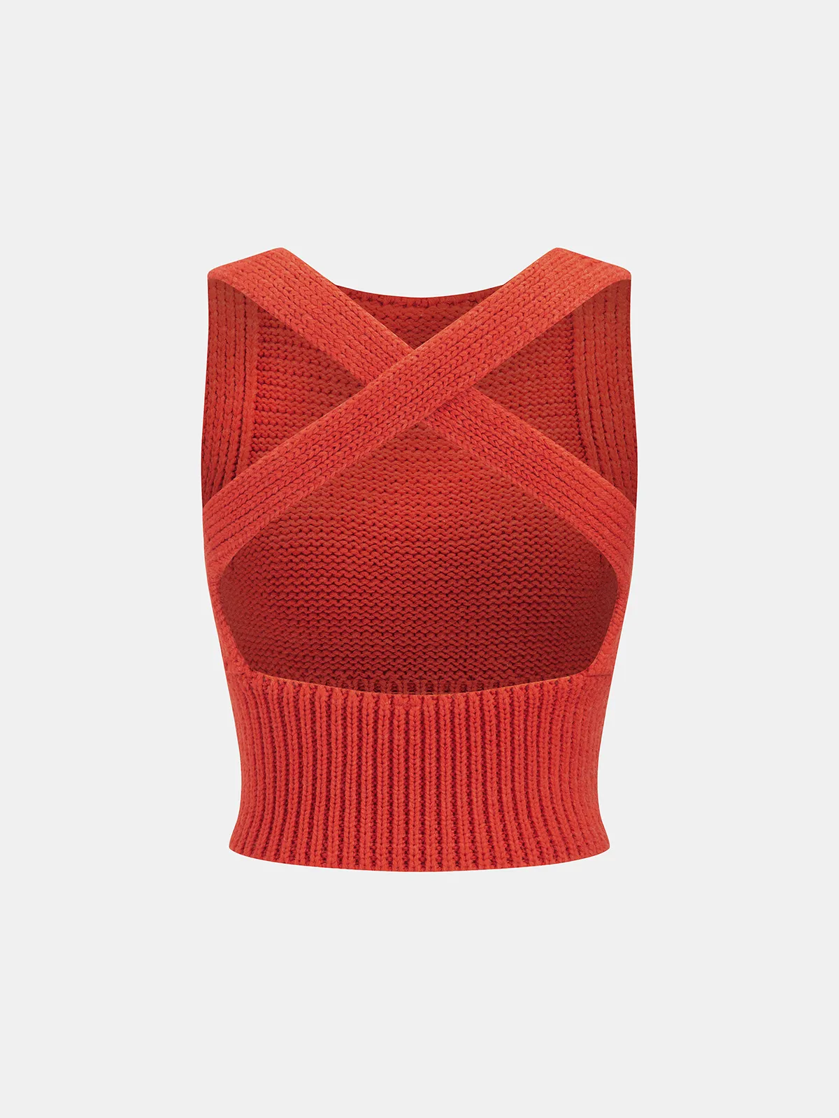 Crisscross Back Cropped Knitted Tank Top sold by COMMENSE product image thumbnail 2