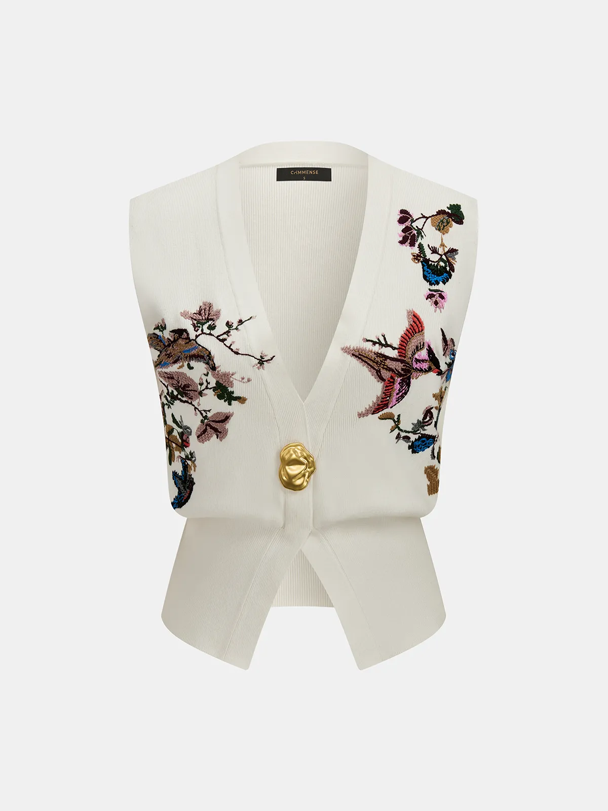 Floral Bird Embroidered Knit Vest sold by COMMENSE