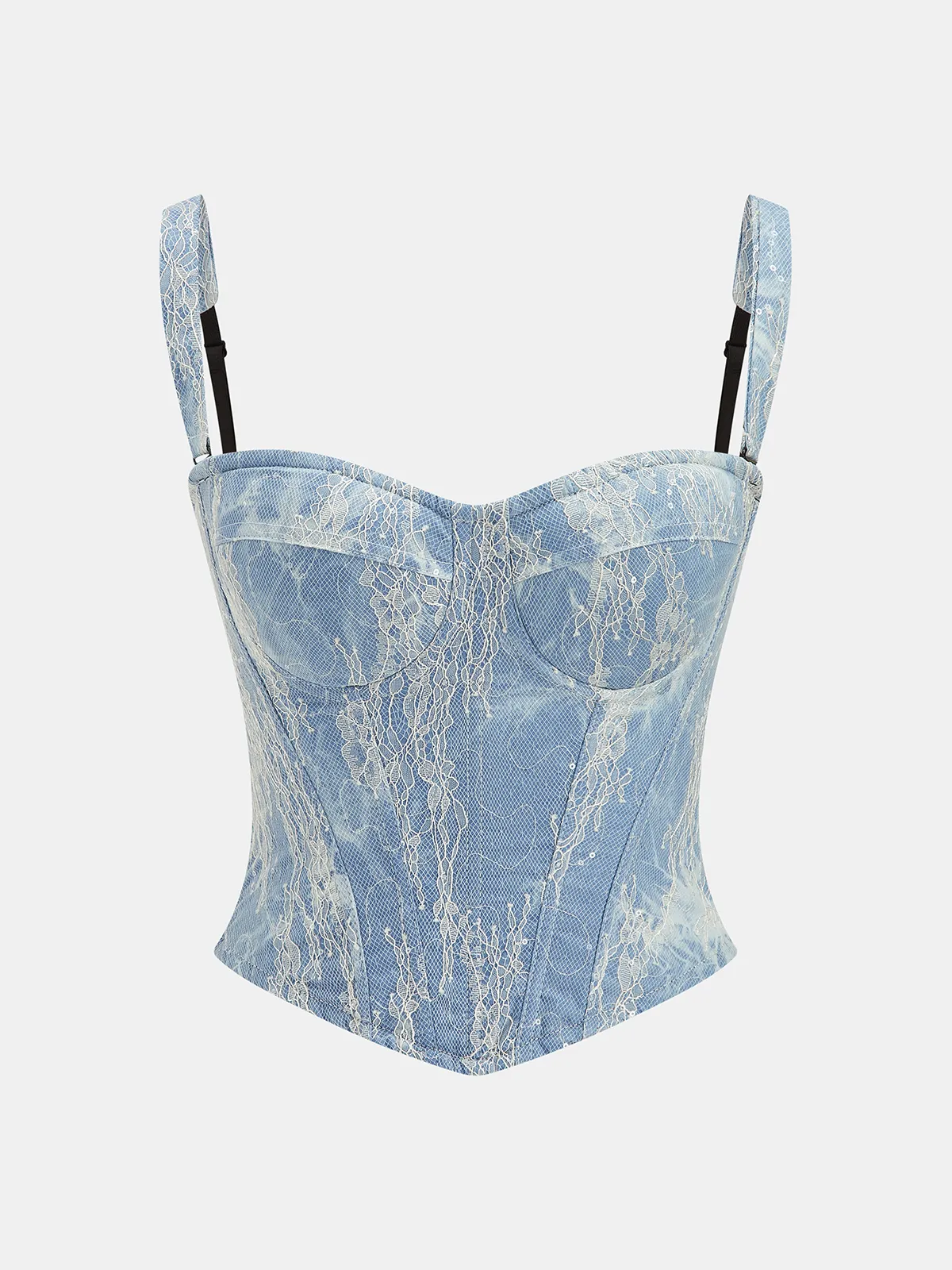 Lace Embroidered Bustier Corset Top sold by COMMENSE