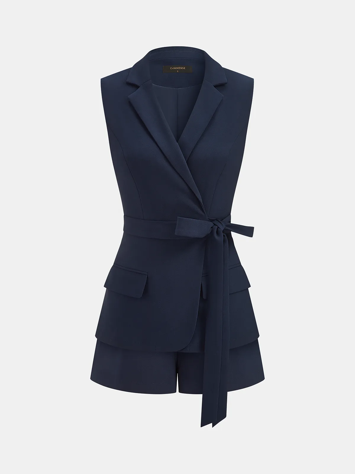 Belted Sleeveless Blazer & Shorts Set sold by COMMENSE product image thumbnail 2