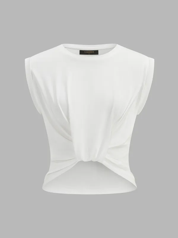 Cotton Twisted Cropped Sleeveless Top made by COMMENSE