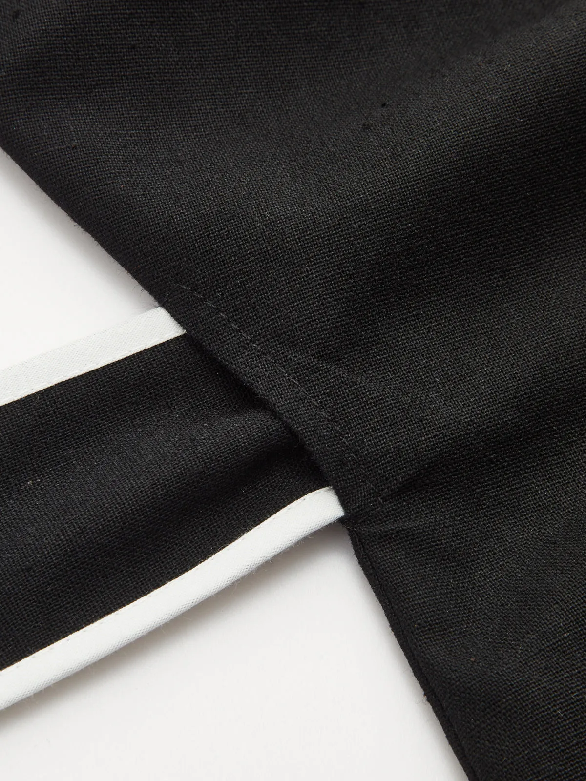 Linen Blend Contrast Trim Tie Waist Blouse sold by COMMENSE product image thumbnail 3