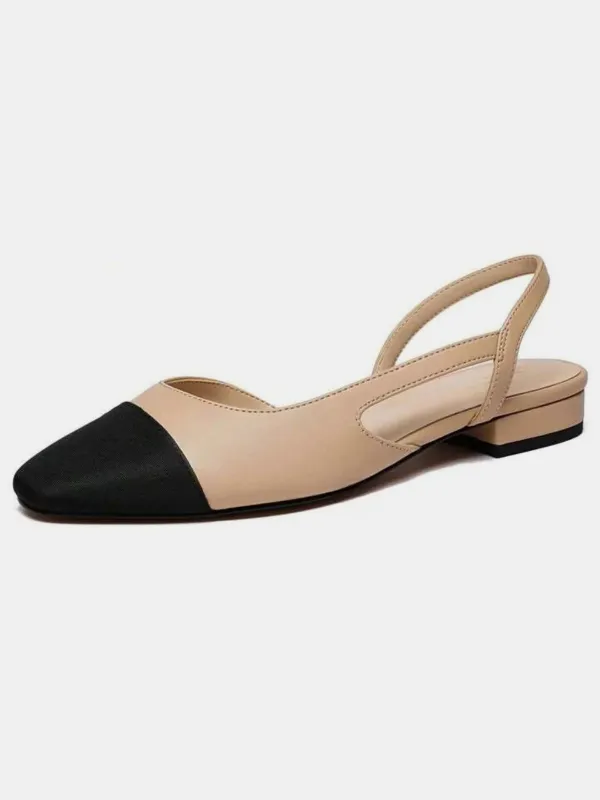 Square Toe Slingback Low Heel Sandals made by COMMENSE
